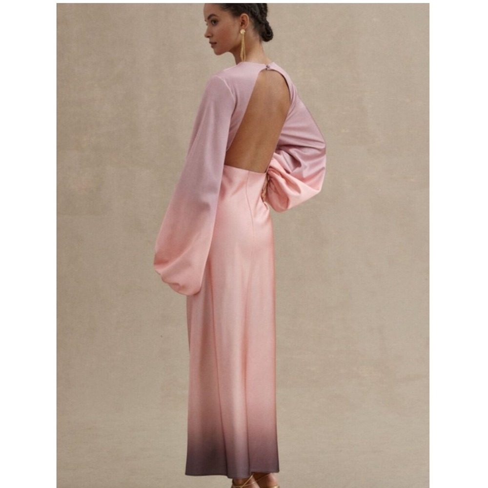 Significant Other Balloon Sleeve Open Back Maxi Dress Pink 6 Wedding Guest Gown